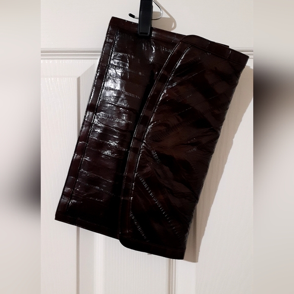 Handbags - Dark Brown Crocodile Embossed Clutch